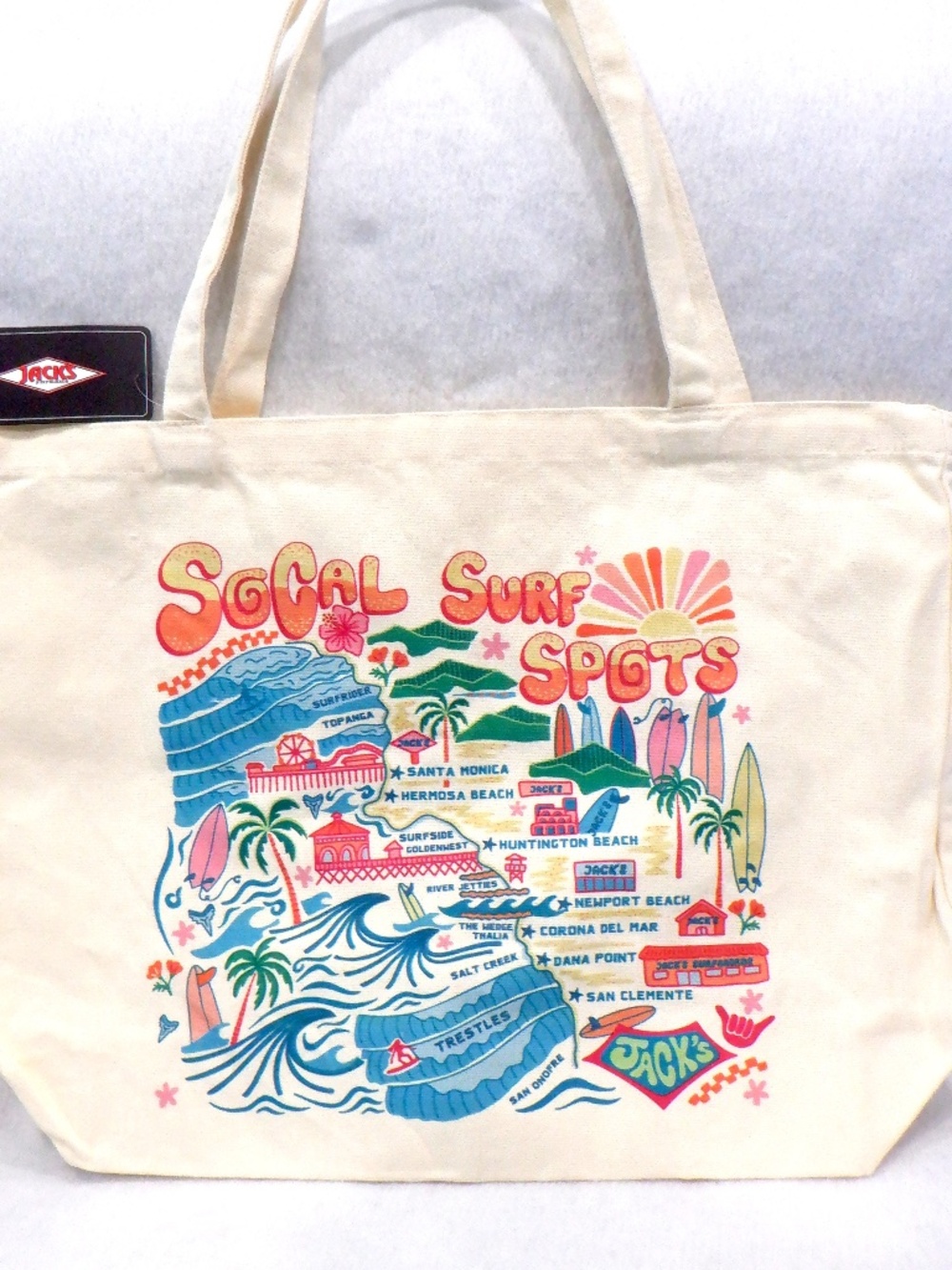 SoCal Surf Spots Canvas Tote Bag NWT